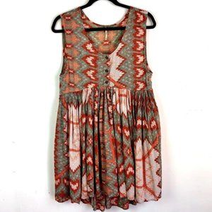Free People Babydoll mini Dress Tunic print pocket